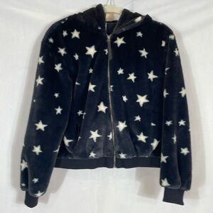 Z Supply London Star Jacket Size M Faux Fur Star Print Excellent Like New